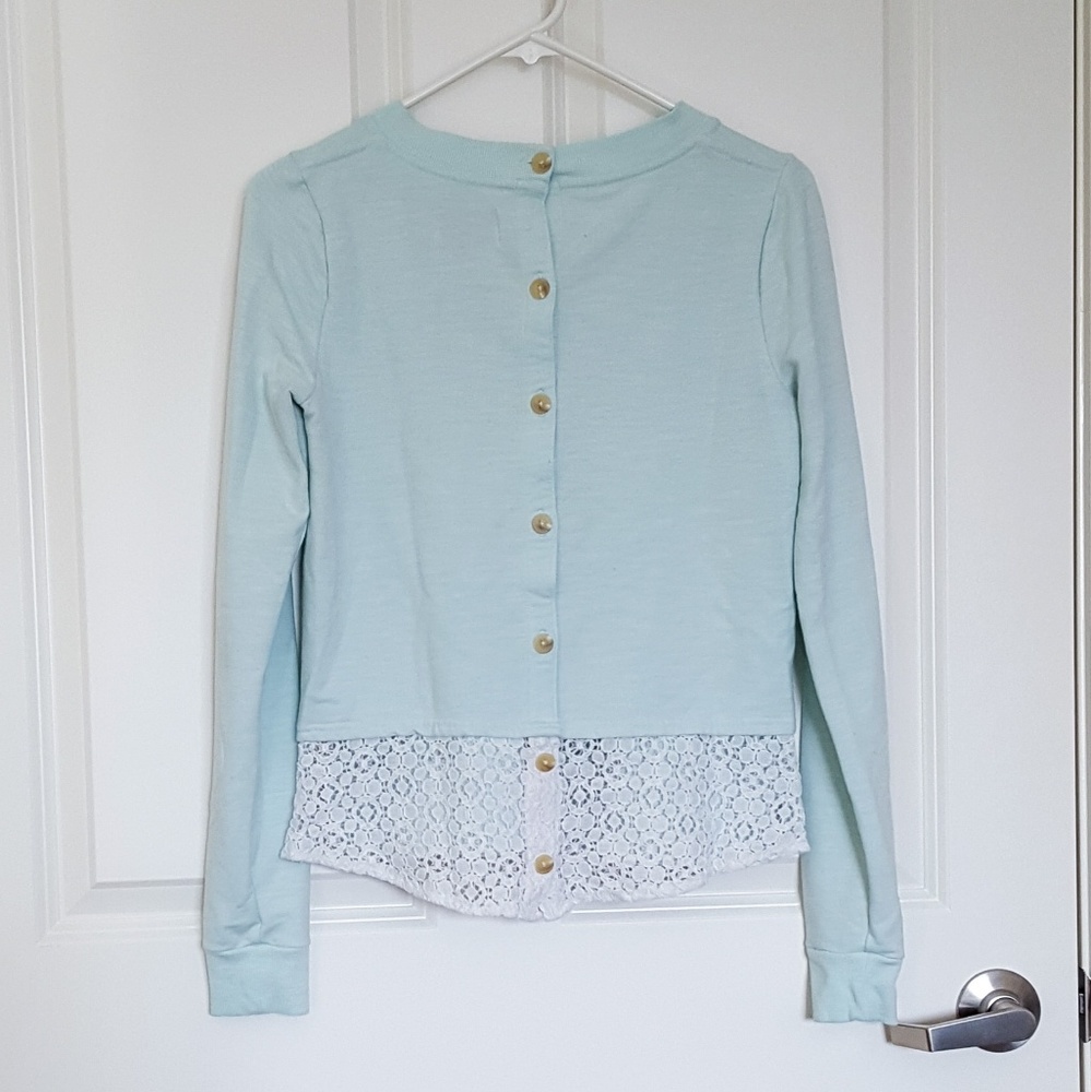 Saturday Sunday Lace Button Back Sweater - Picture 4 of 5